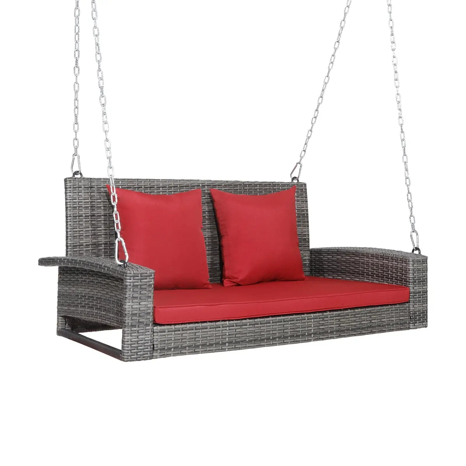 2-Person Patio PE Wicker Hanging Porch Swing Bench Chair Cushion 800 Pounds by DirectDeals