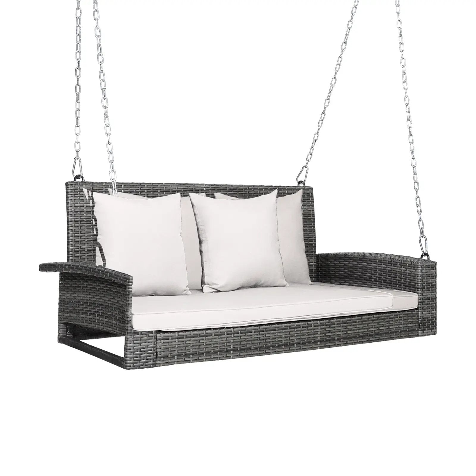 2-Person Patio PE Wicker Hanging Porch Swing Bench Chair Cushion 800 Pounds by DirectDeals