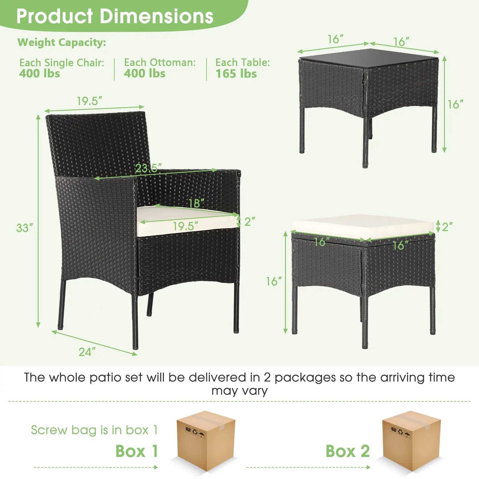 8 Pieces Patio Wicker Conversation Set with 2 Coffee Tables and 2 Ottomans by DirectDeals