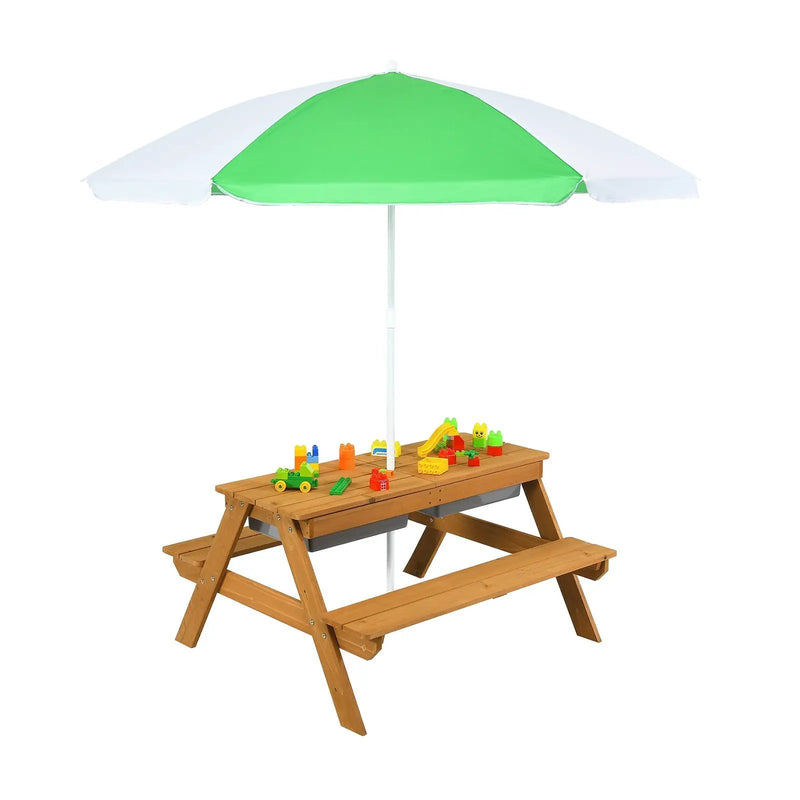 3-in-1 Kids Outdoor Picnic Water Sand Table with by DirectDeals