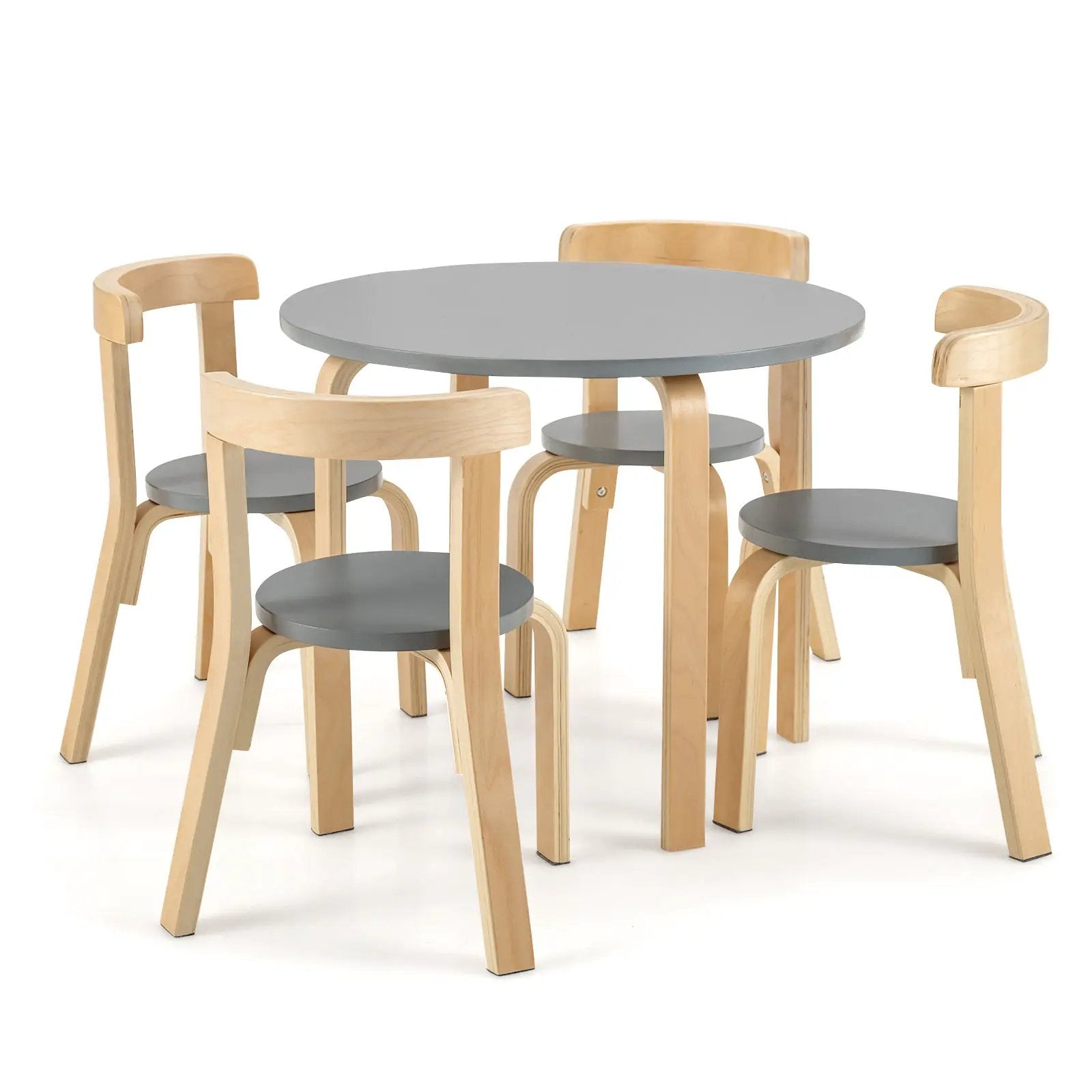 5-Piece Kids Wooden Curved Back Activity Table and Chair Set with by DirectDeals