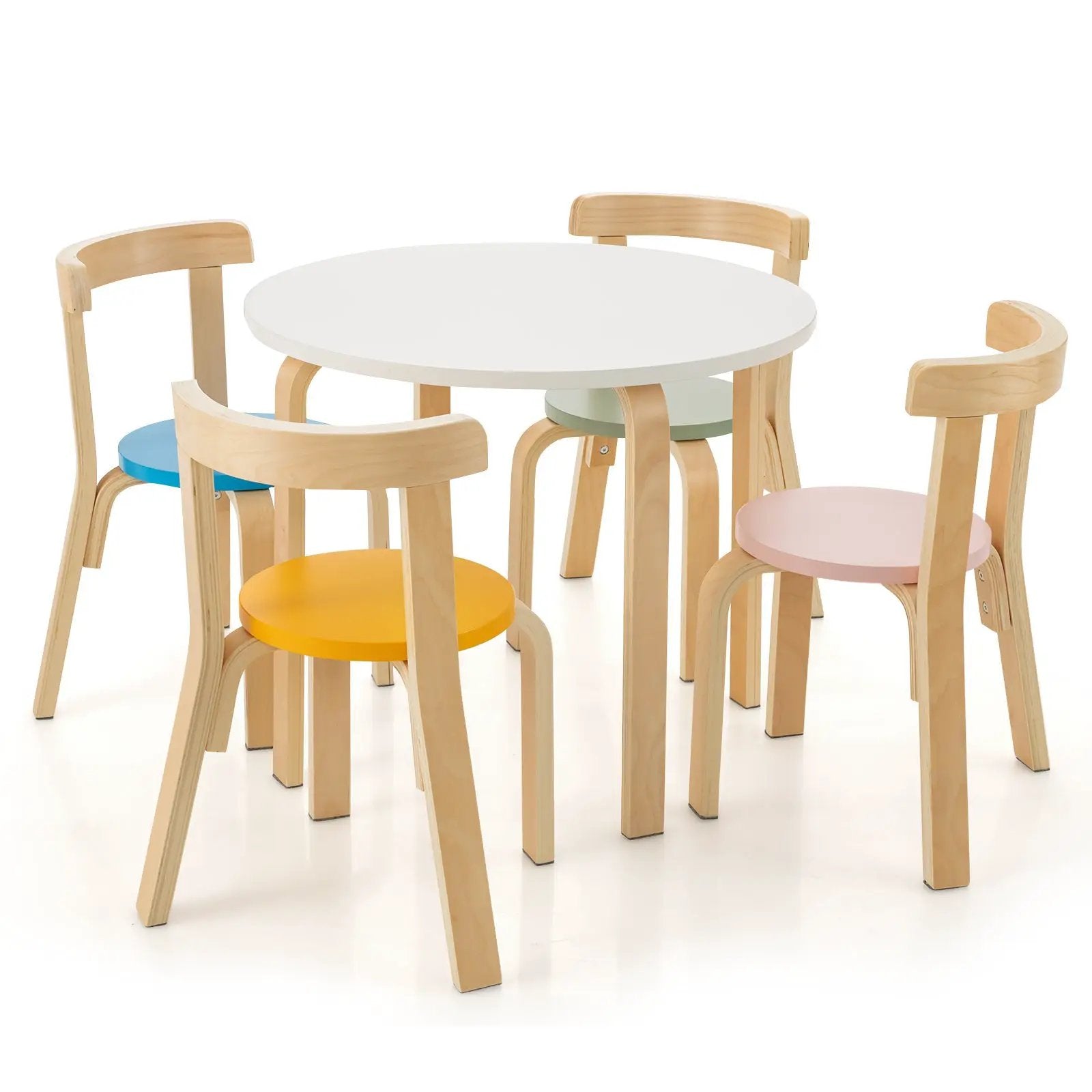 5-Piece Kids Wooden Curved Back Activity Table and Chair Set with by DirectDeals