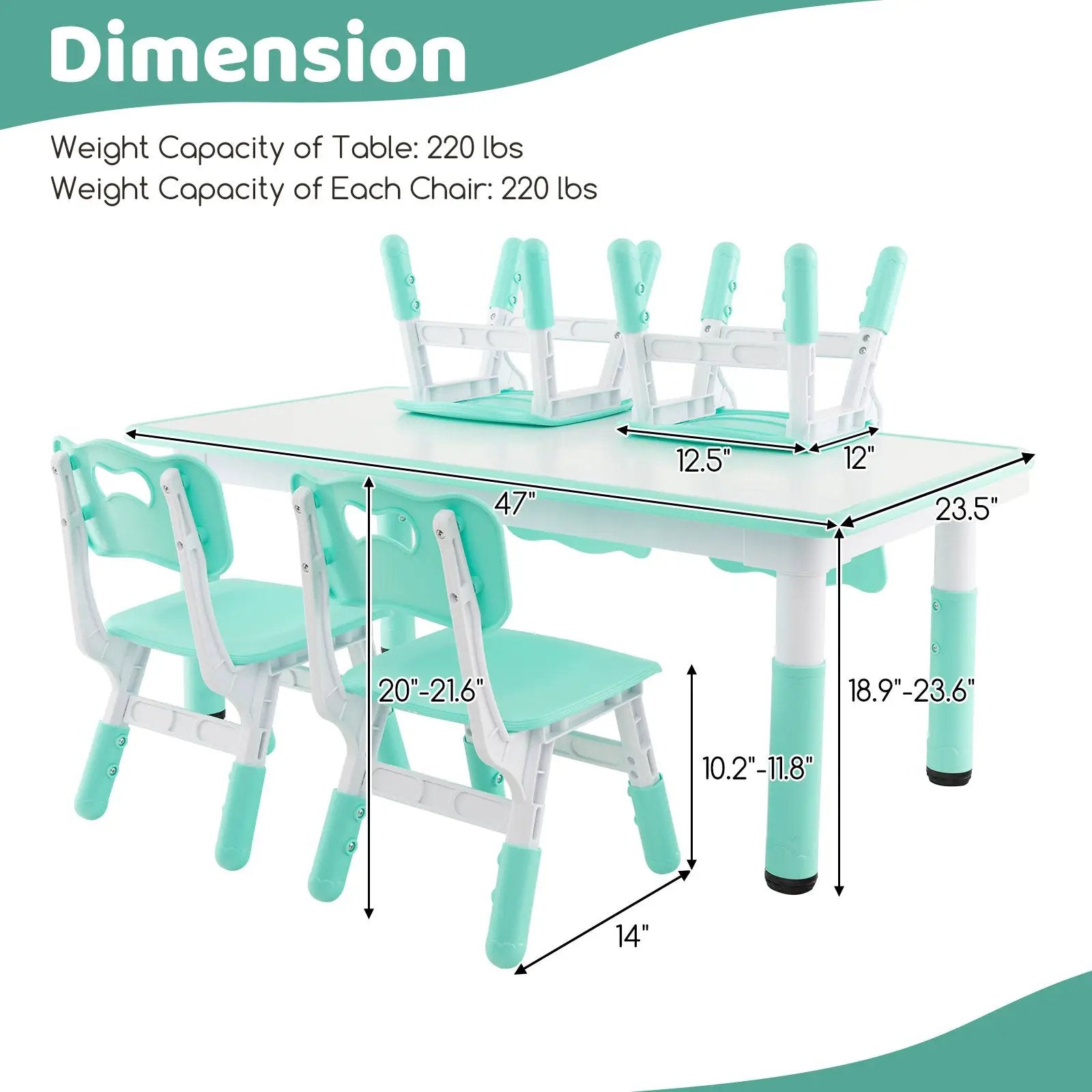 Kids Table and Chairs Set for 4 with Graffiti Desktop by DirectDeals