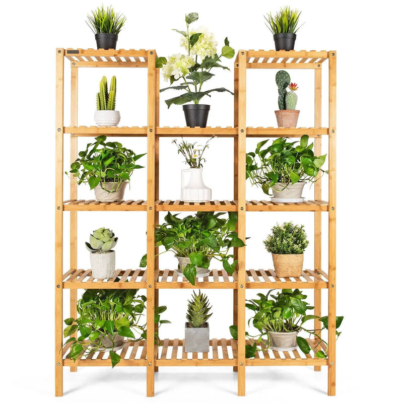 Multifunctional Bamboo Shelf Flower Plant Display Stand by DirectDeals