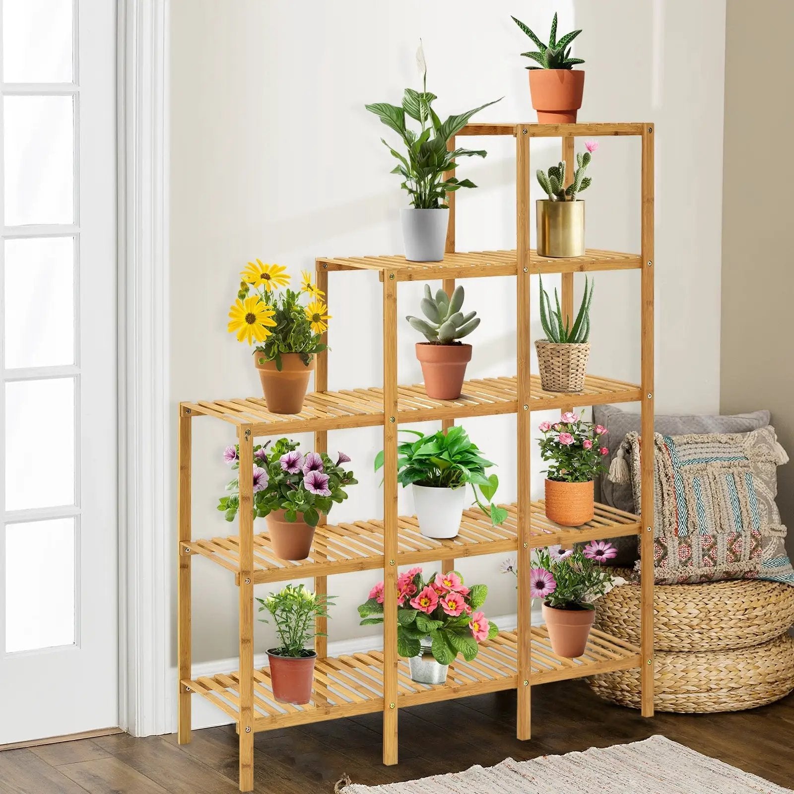 Multifunctional Bamboo Shelf Display Organizer by DirectDeals
