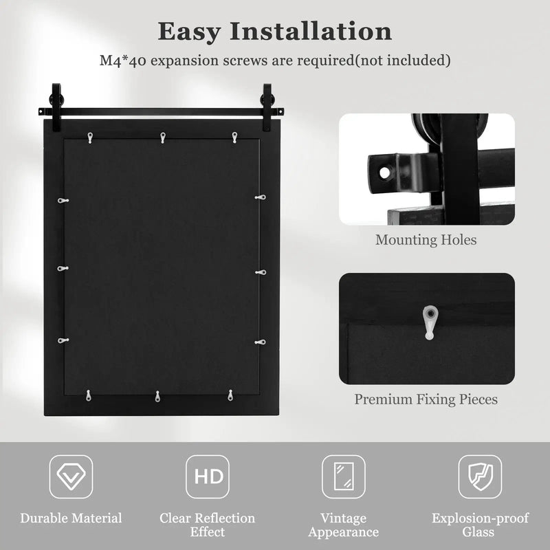 30 x 22 Inch Wall Mount Mirror with Wood Frame by DirectDeals