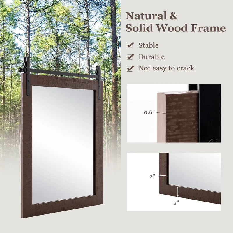 30 x 22 Inch Wall Mount Mirror with Wood Frame by DirectDeals