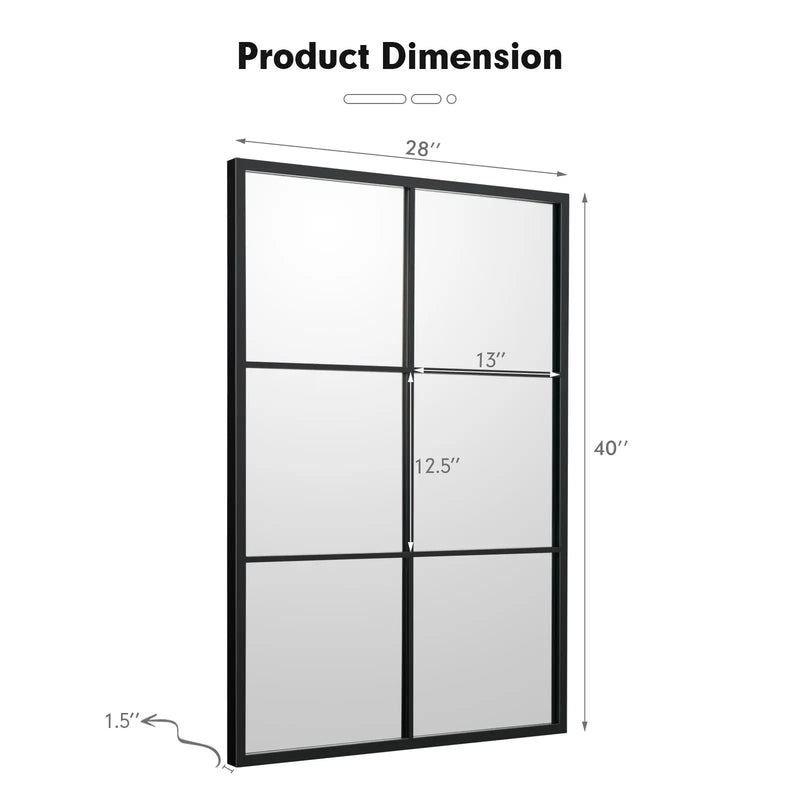 3-Layered Decorative Wall Mirror with Metal Frame for Dining Living Room-Black by DirectDeals