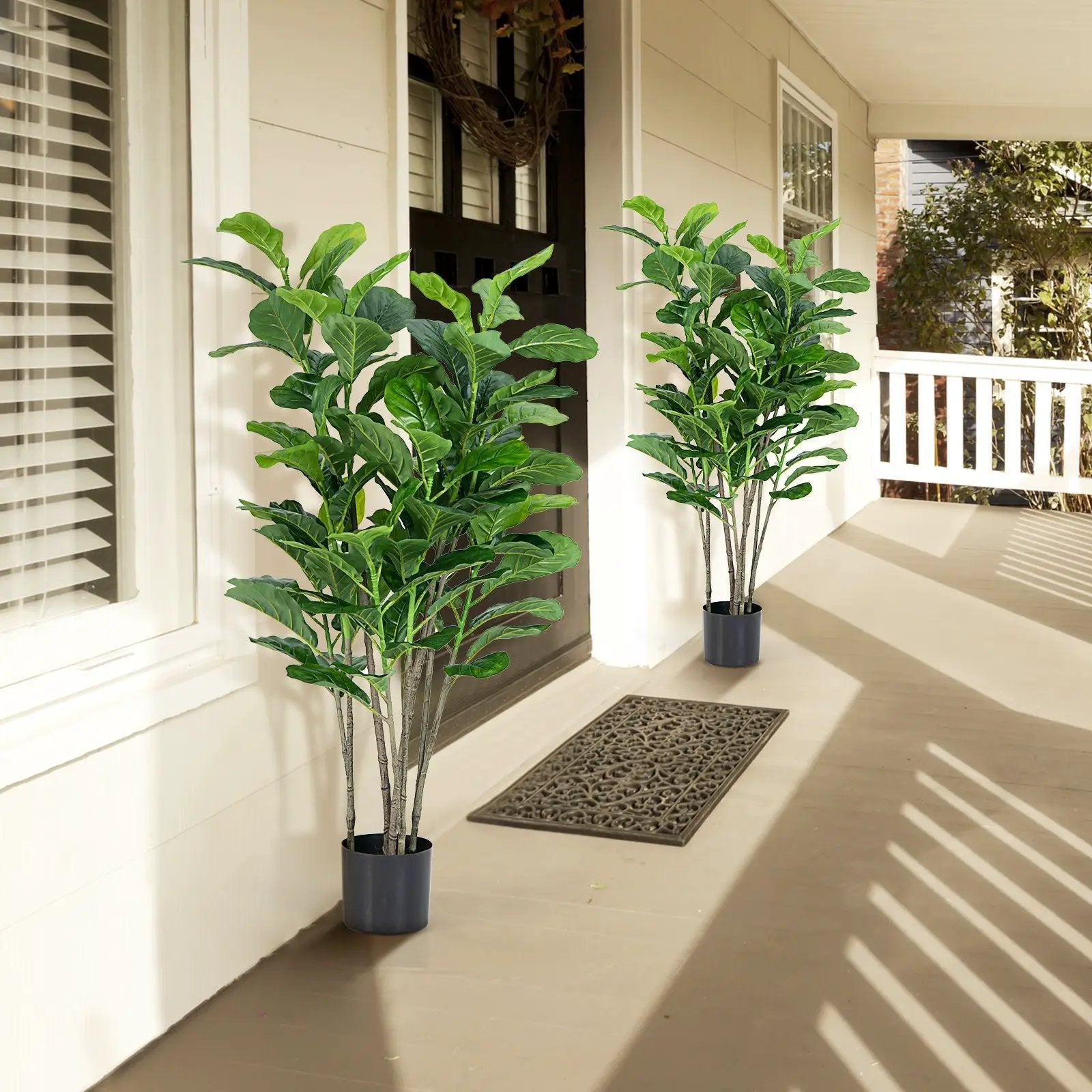 51 Inch 2-Pack Artificial Fiddle Leaf Fig Tree for Indoor and Outdoor by DirectDeals