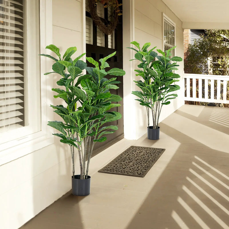 51 Inch 2-Pack Artificial Fiddle Leaf Fig Tree for Indoor and Outdoor by DirectDeals