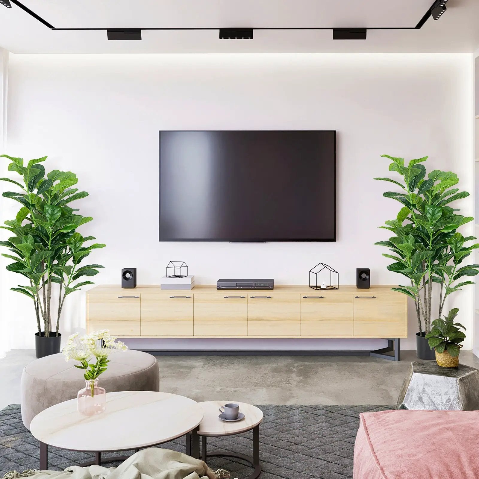 51 Inch 2-Pack Artificial Fiddle Leaf Fig Tree for Indoor and Outdoor by DirectDeals
