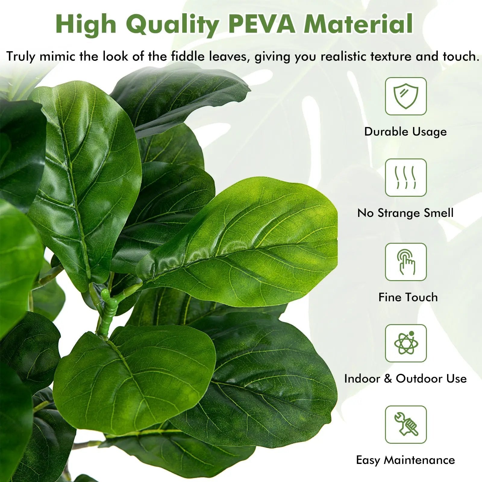 51 Inch 2-Pack Artificial Fiddle Leaf Fig Tree for Indoor and Outdoor by DirectDeals
