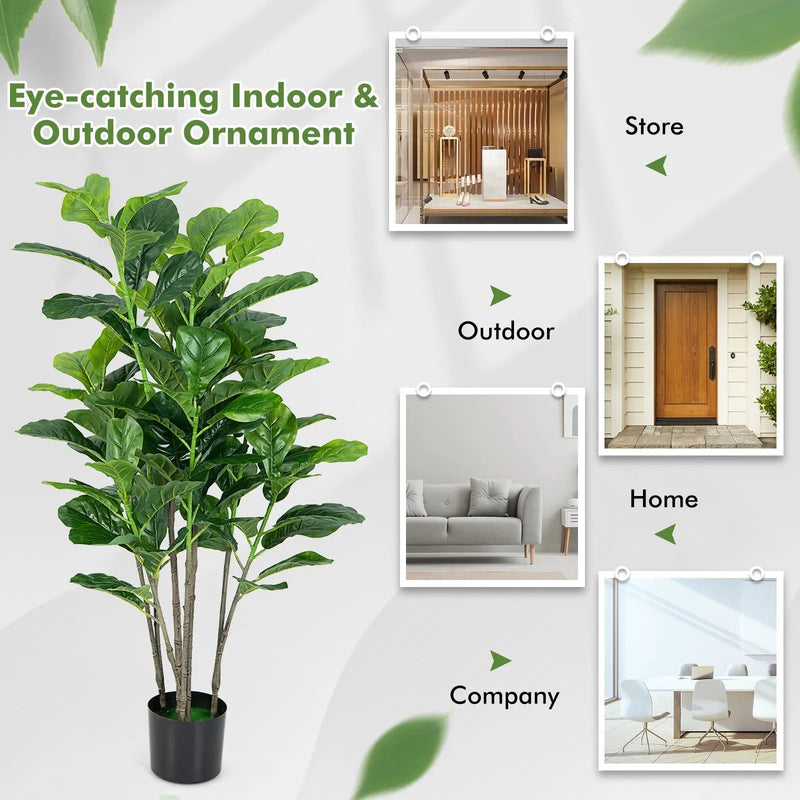 51 Inch 2-Pack Artificial Fiddle Leaf Fig Tree for Indoor and Outdoor by DirectDeals