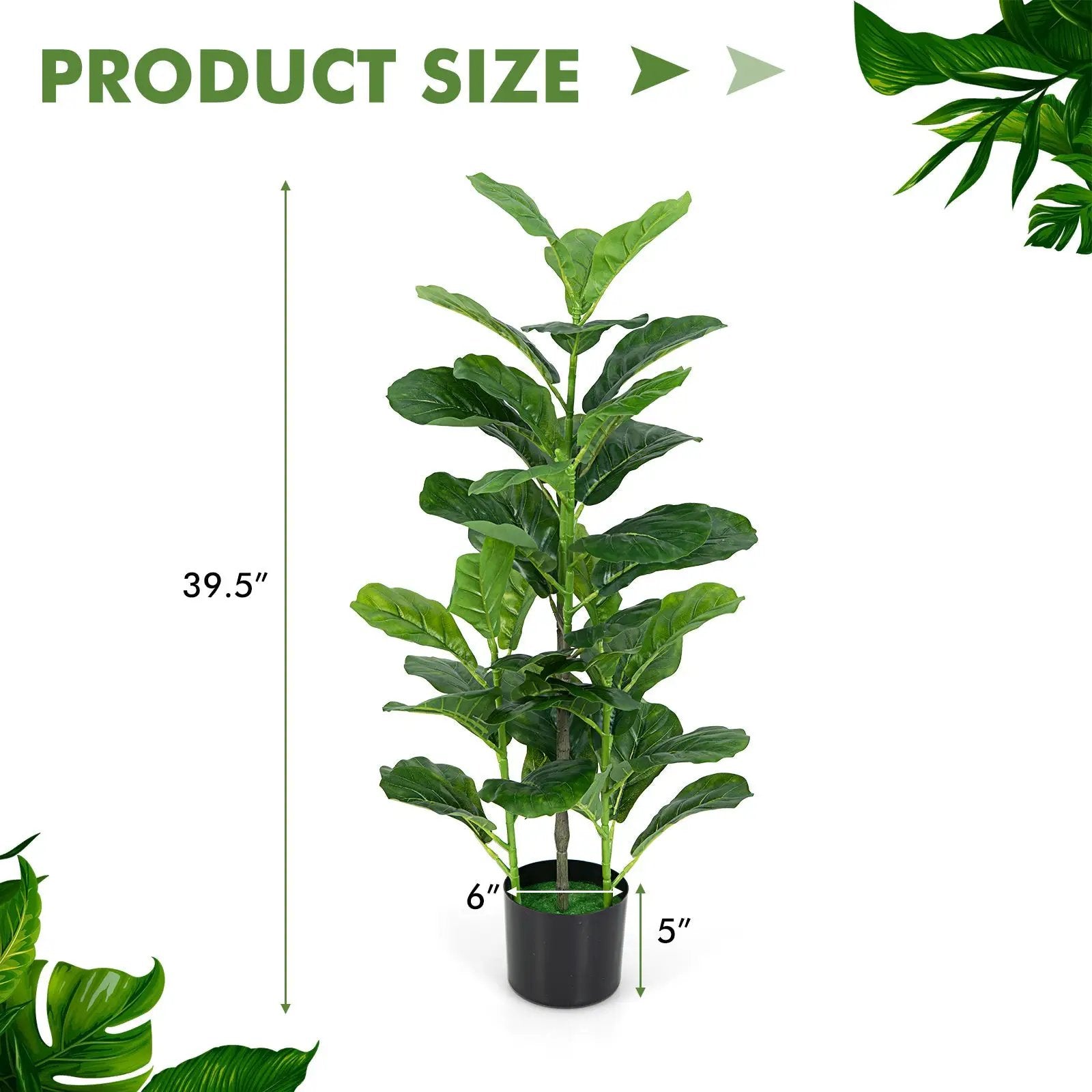 2-Pack Artificial Fiddle Leaf Fig Tree for Indoor and Outdoor by DirectDeals
