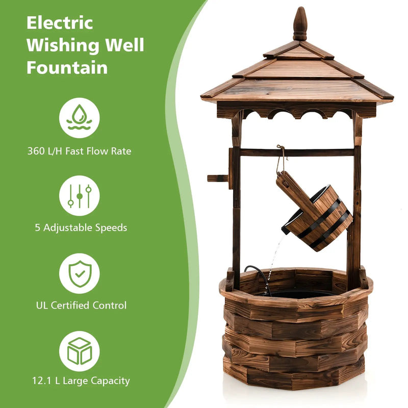 Patio Wooden Water Fountain with Electric Pump-Brown by DirectDeals