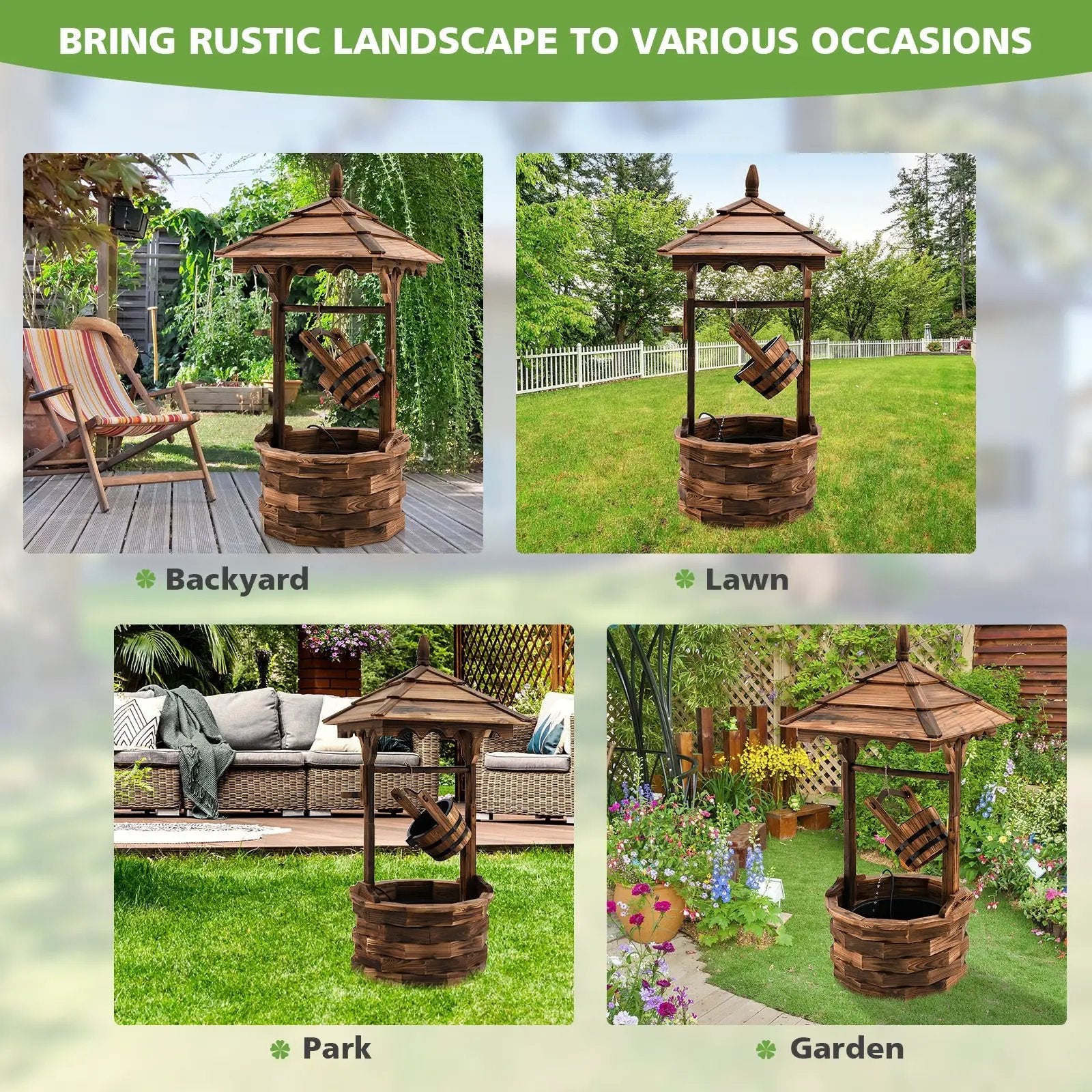 Patio Wooden Water Fountain with Electric Pump-Brown by DirectDeals