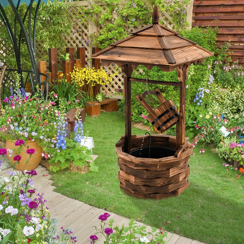 Patio Wooden Water Fountain with Electric Pump-Brown by DirectDeals