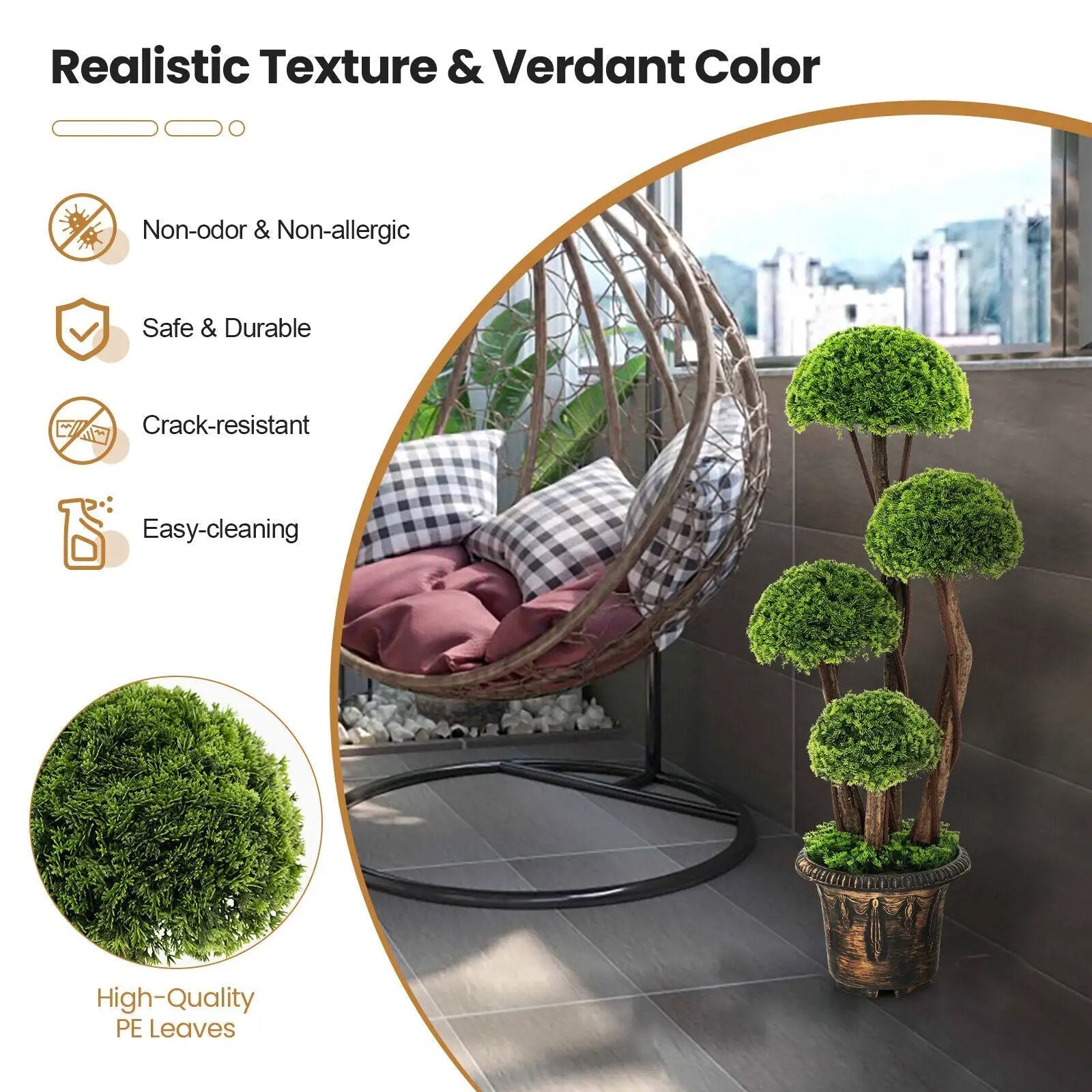 3 Feet Decorative Artificial Cedar Topiary Tree with Rattan Trunk by DirectDeals