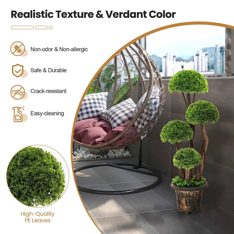3 Feet Decorative Artificial Cedar Topiary Tree with Rattan Trunk by DirectDeals