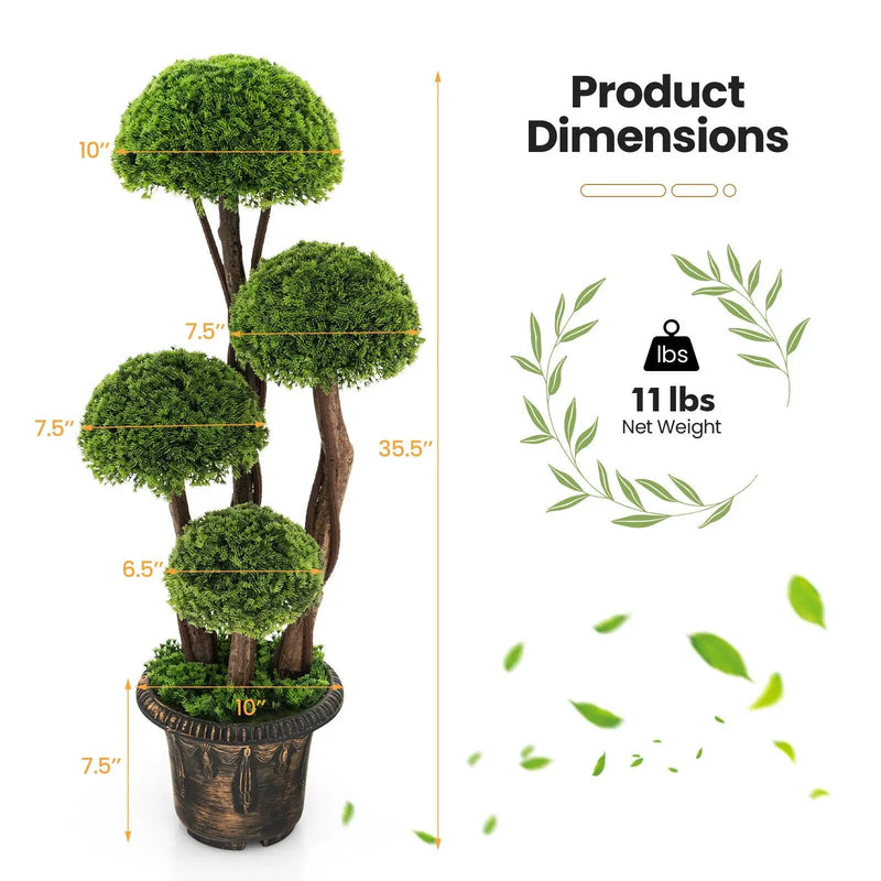 3 Feet Decorative Artificial Cedar Topiary Tree with Rattan Trunk by DirectDeals