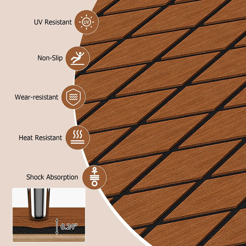 EVA Foam Boat Decking Sheet with Diamond Shape for Boat Surfboard-Brown by DirectDeals