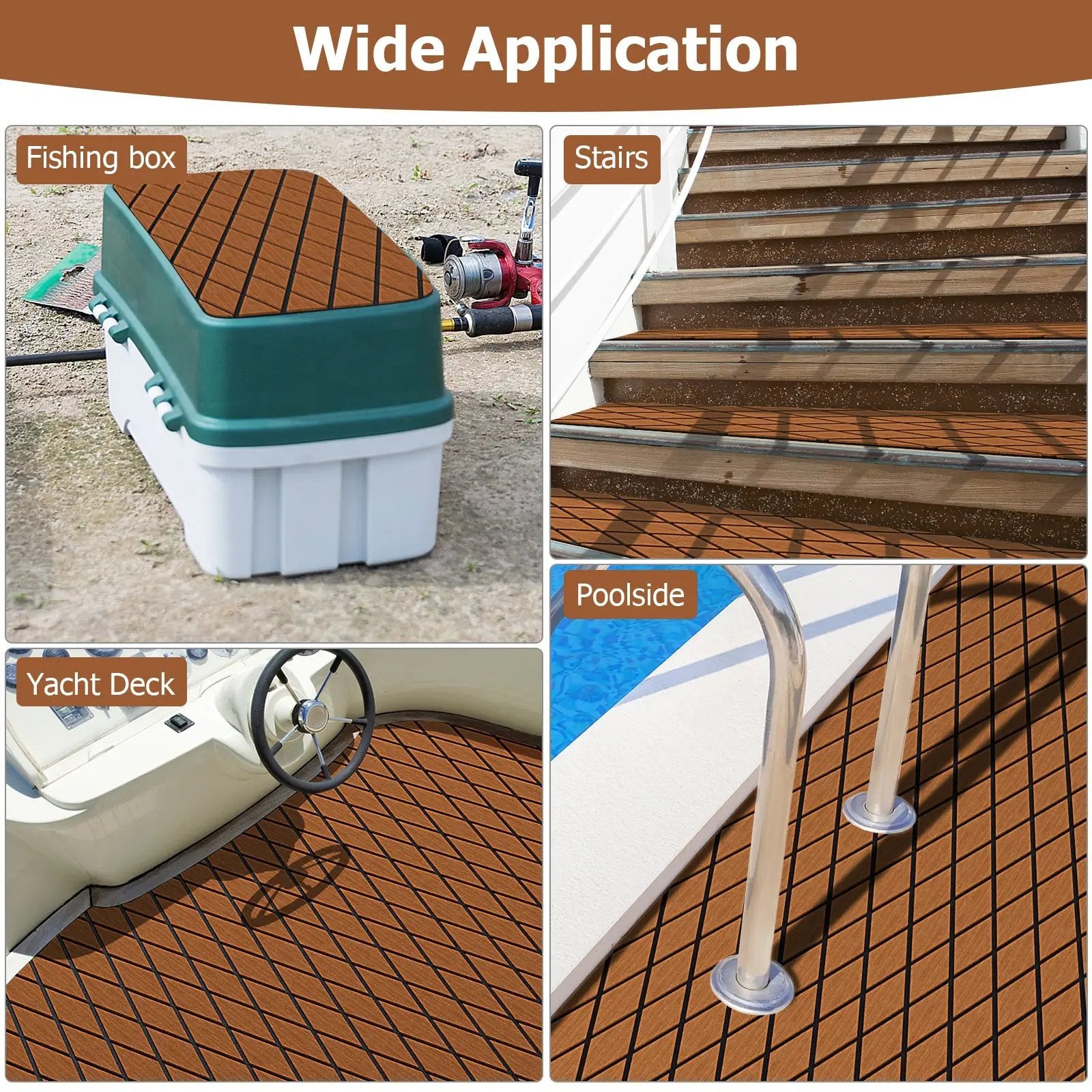 EVA Foam Boat Decking Sheet with Diamond Shape for Boat Surfboard-Brown by DirectDeals
