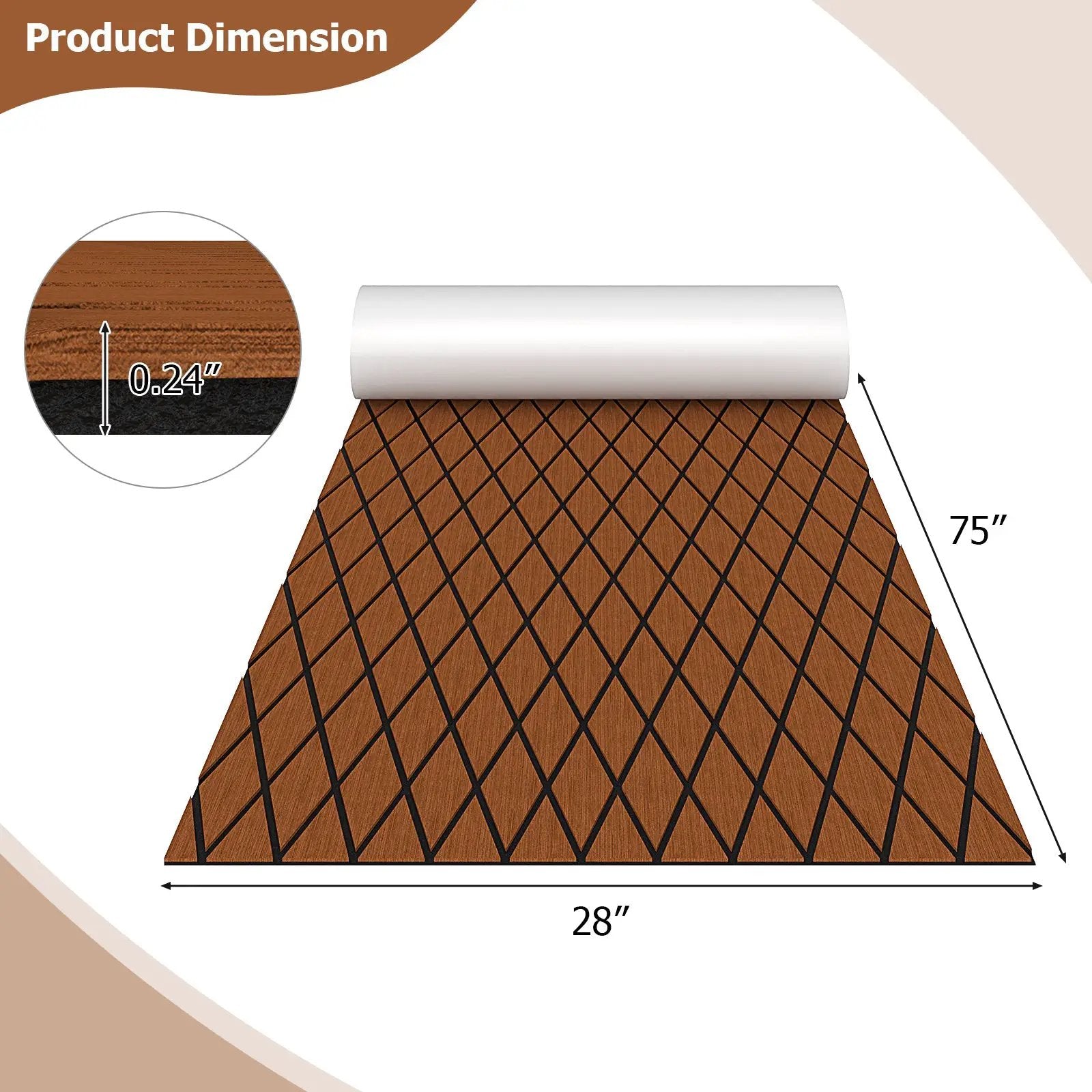 EVA Foam Boat Decking Sheet with Diamond Shape for Boat Surfboard-Brown by DirectDeals