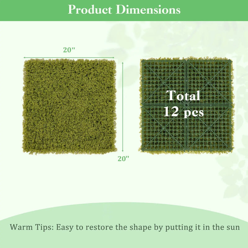 12 Pieces 20 x 20 inches Artificial Grass Wall Panels for Garden Yard Balcony by DirectDeals