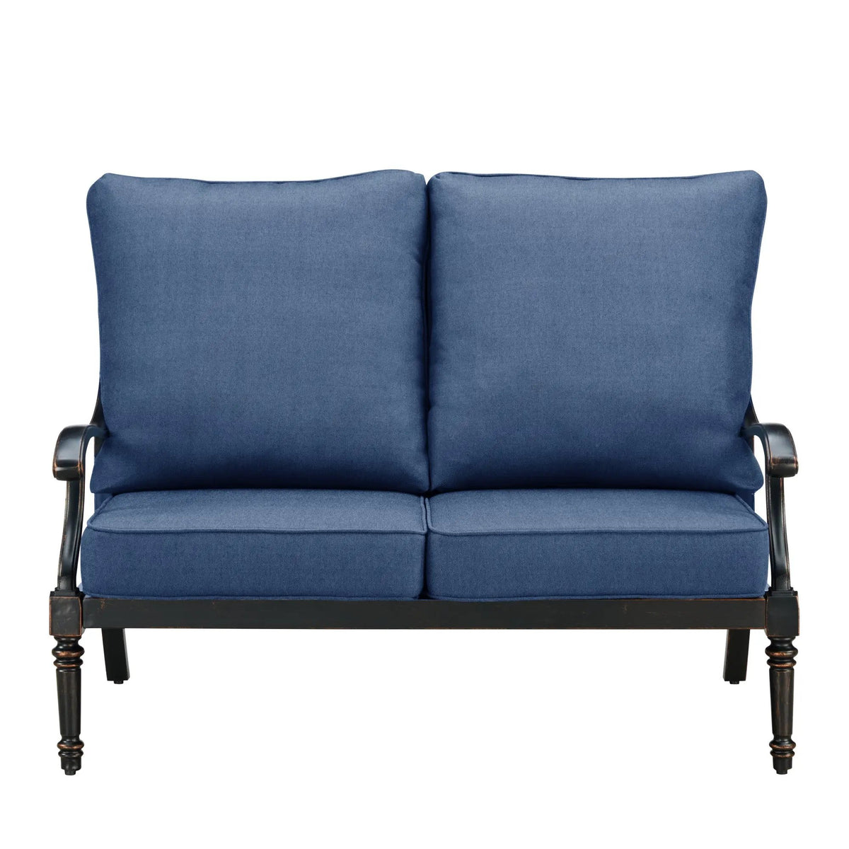 Black Aluminum Deep Seating Loveseat with Cushions by Sharicks