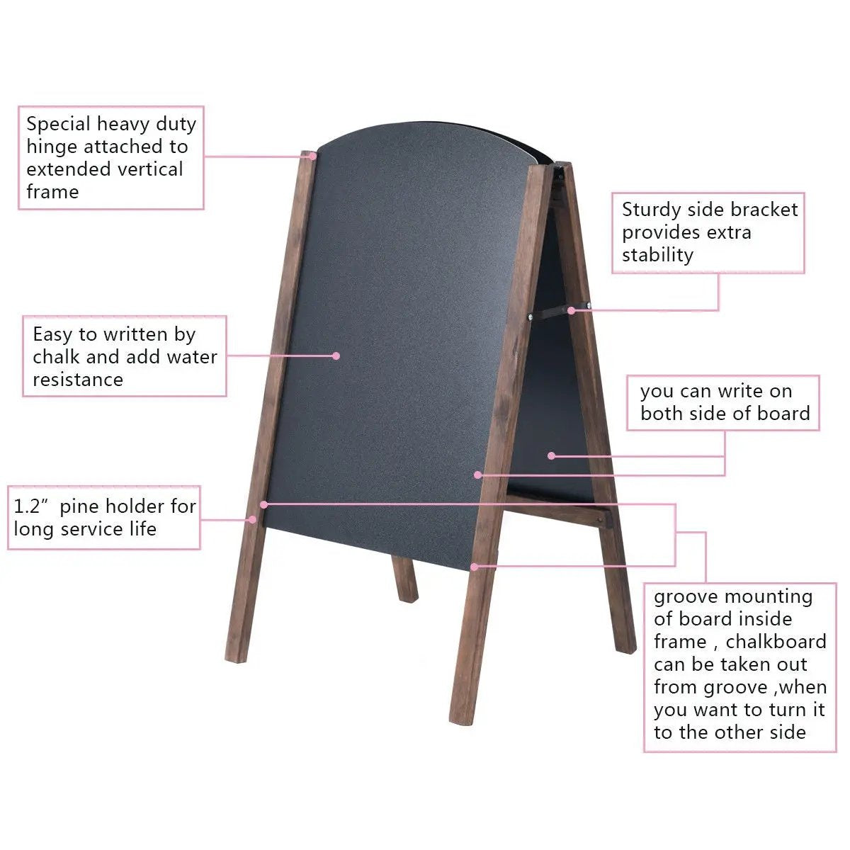 31.5 Inch Wood A-Frame Sidewalk Signage Chalkboard by DirectDeals