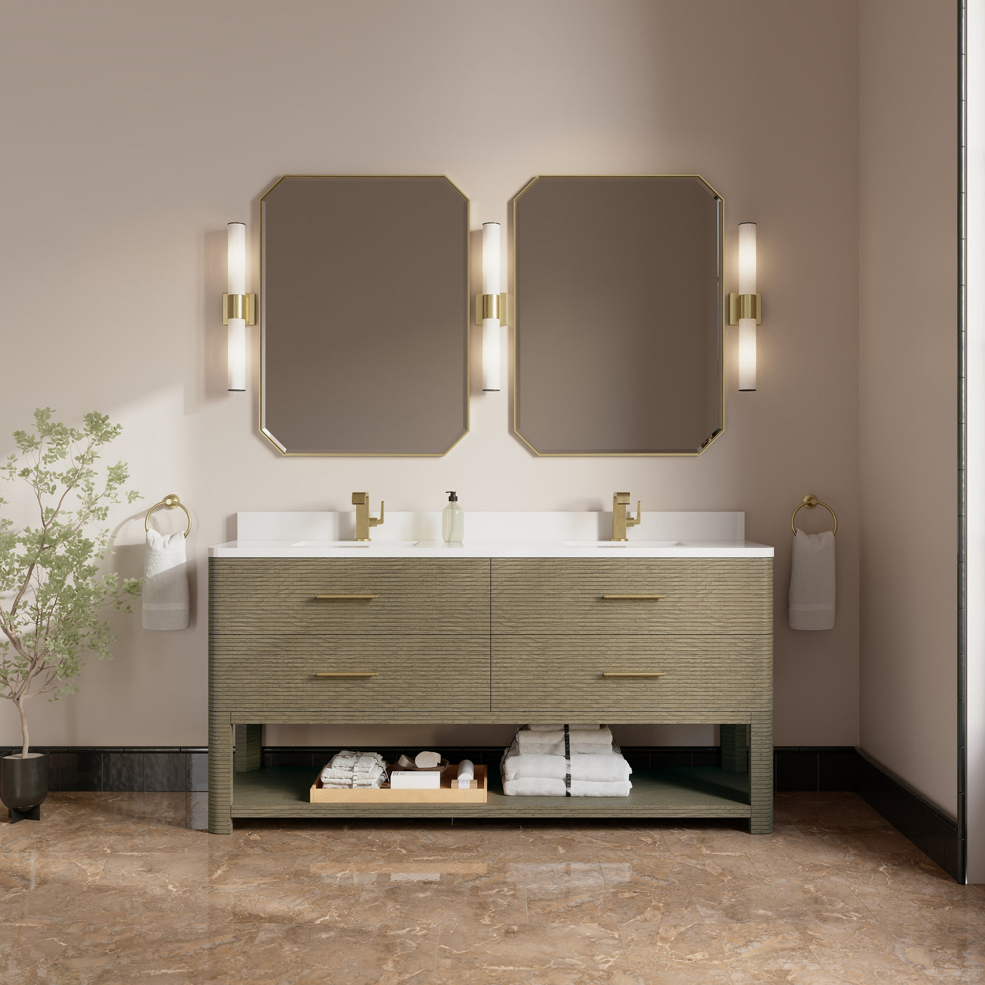 James Martin Lucian 72" Double Bathroom Vanity, Pebble Oak, view 19