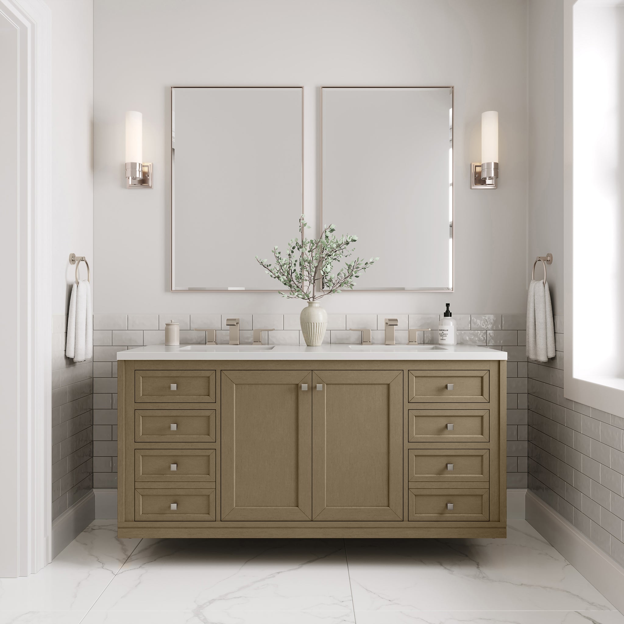 James Martin Chicago 60" Double Bathroom Vanity, Walnut Whisper, view 34