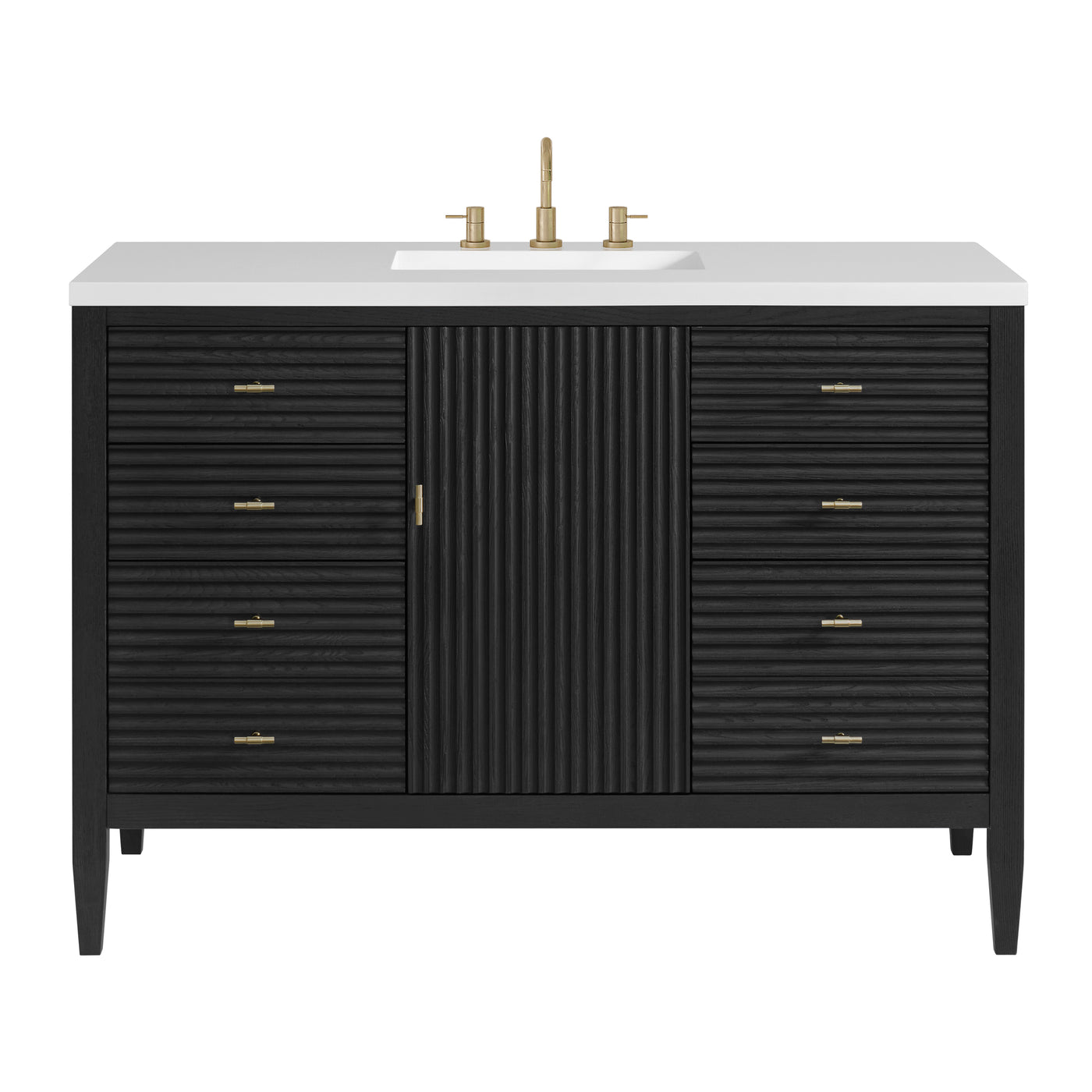 James Martin Myrrin 48" Single Bathroom Vanity, Carbon Oak, cabinet without a countertop