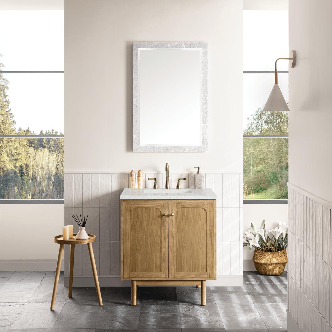James Martin Laurent 30" Dual Mount Single Bathroom Vanity, Light Natural Oak, view 24