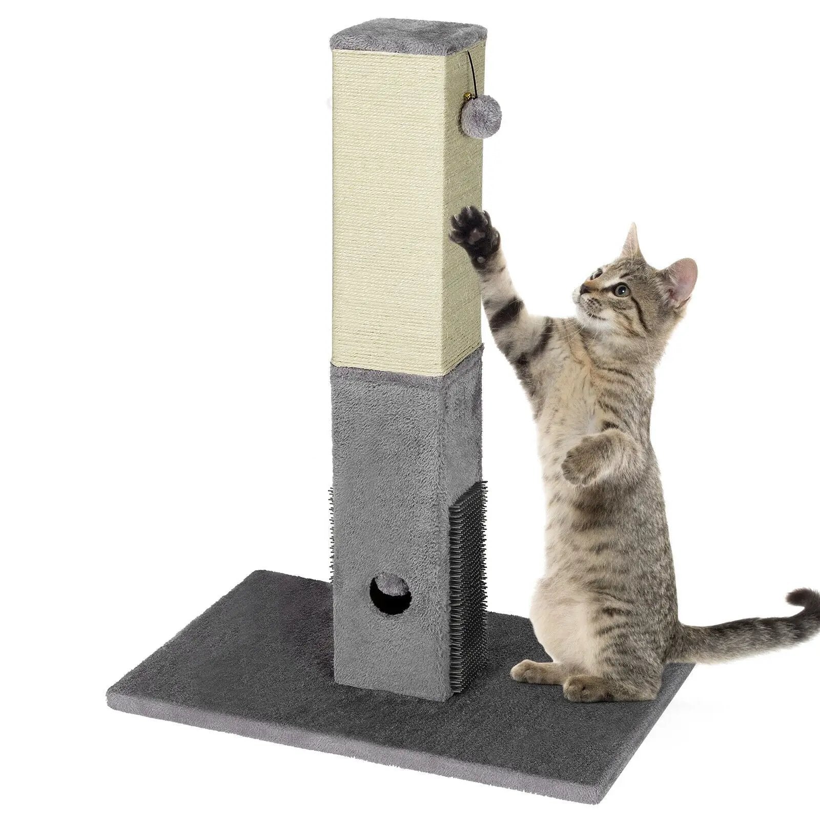 31 inch Tall Cat Scratching Post Claw Scratcher with Sisal Rope and 2 plush Ball-Gray by DirectDeals