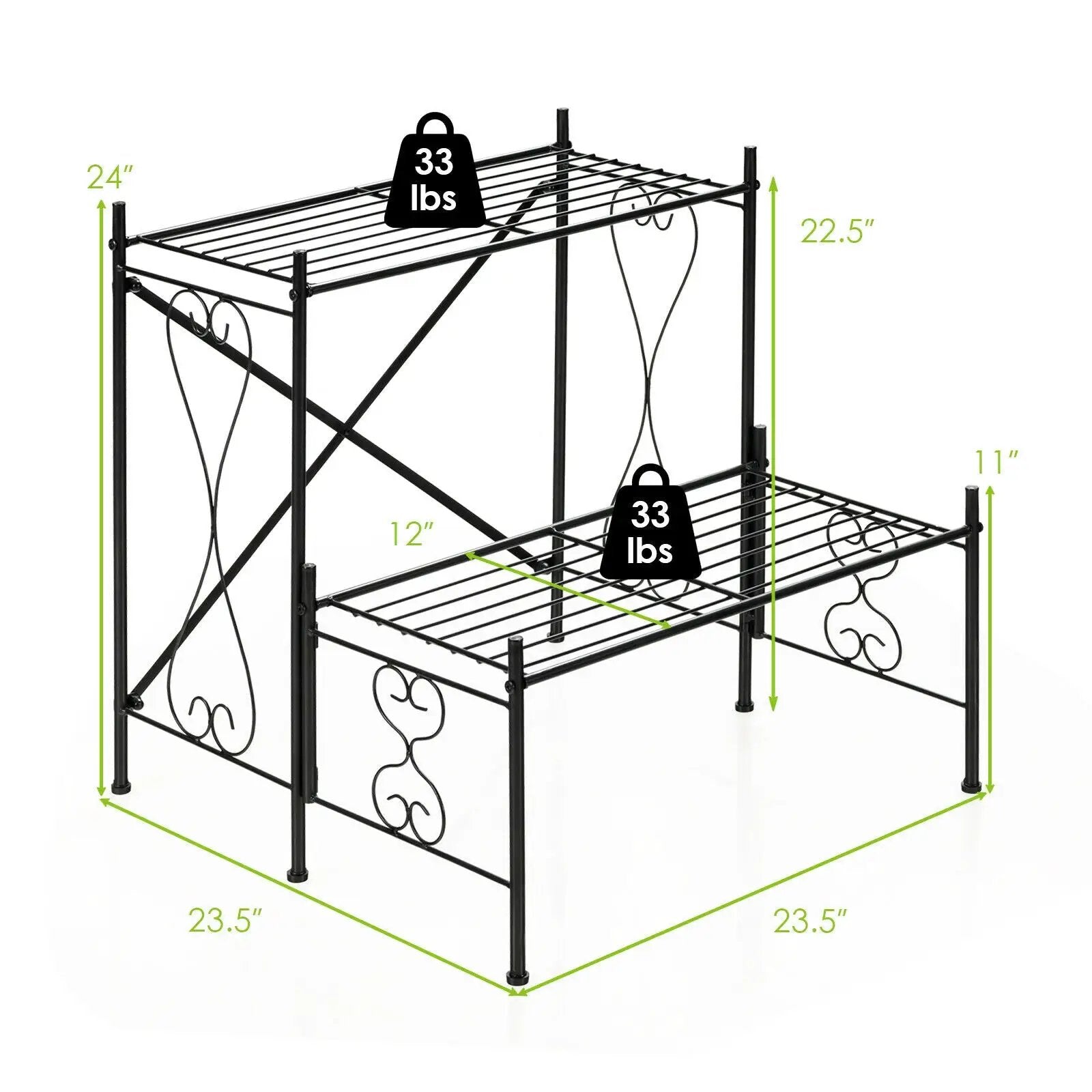 2-Tier Metal Plant Stand Garden Shelf by DirectDeals