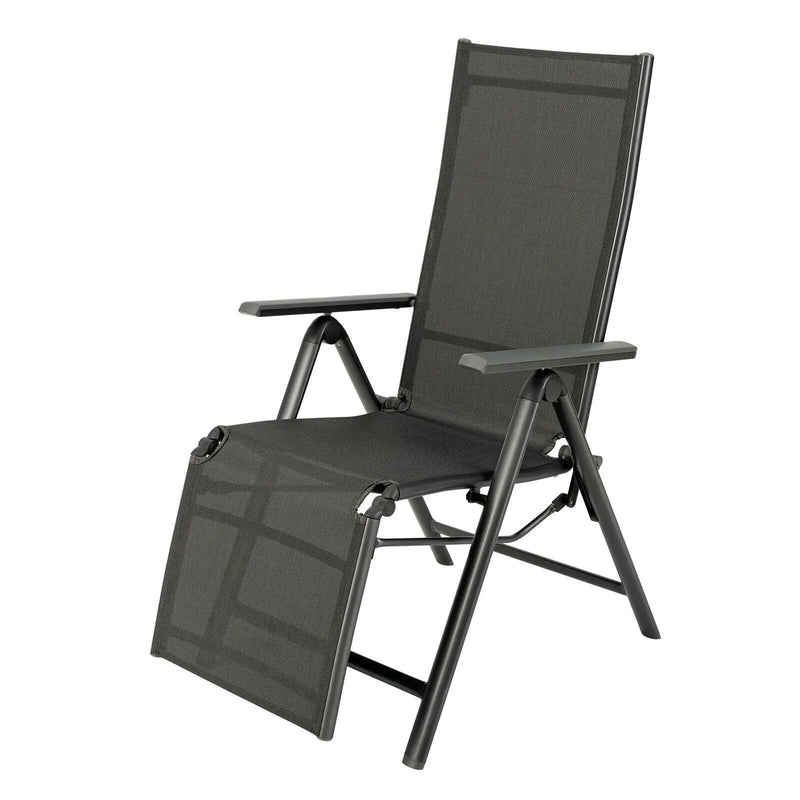Outdoor Folding Lounge Chair with 7 Adjustable Backrest and Footrest Positions-Gray by DirectDeals