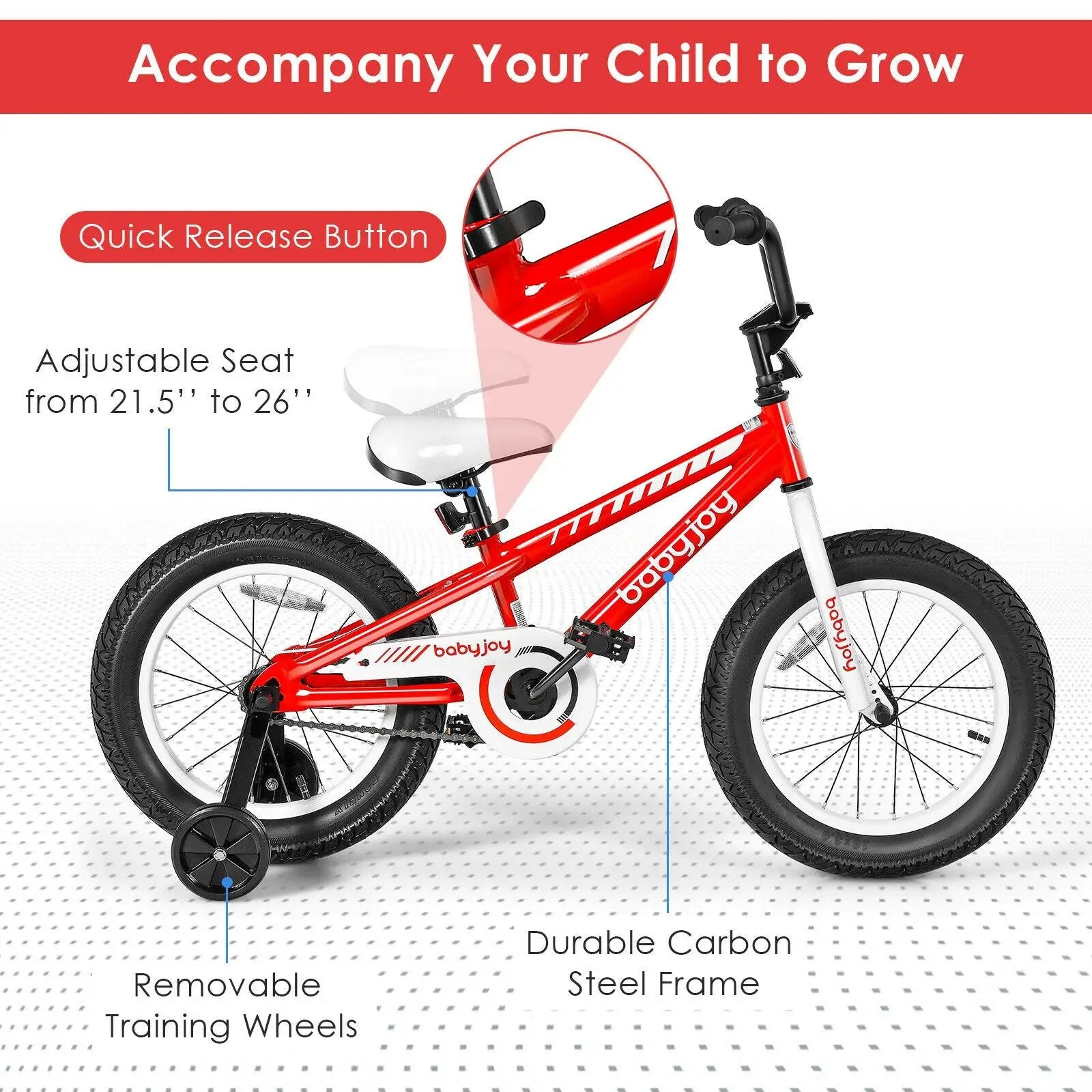 16 Inch Kids Bike Bicycle with Training Wheels for 5-8 Years Old Kids by DirectDeals