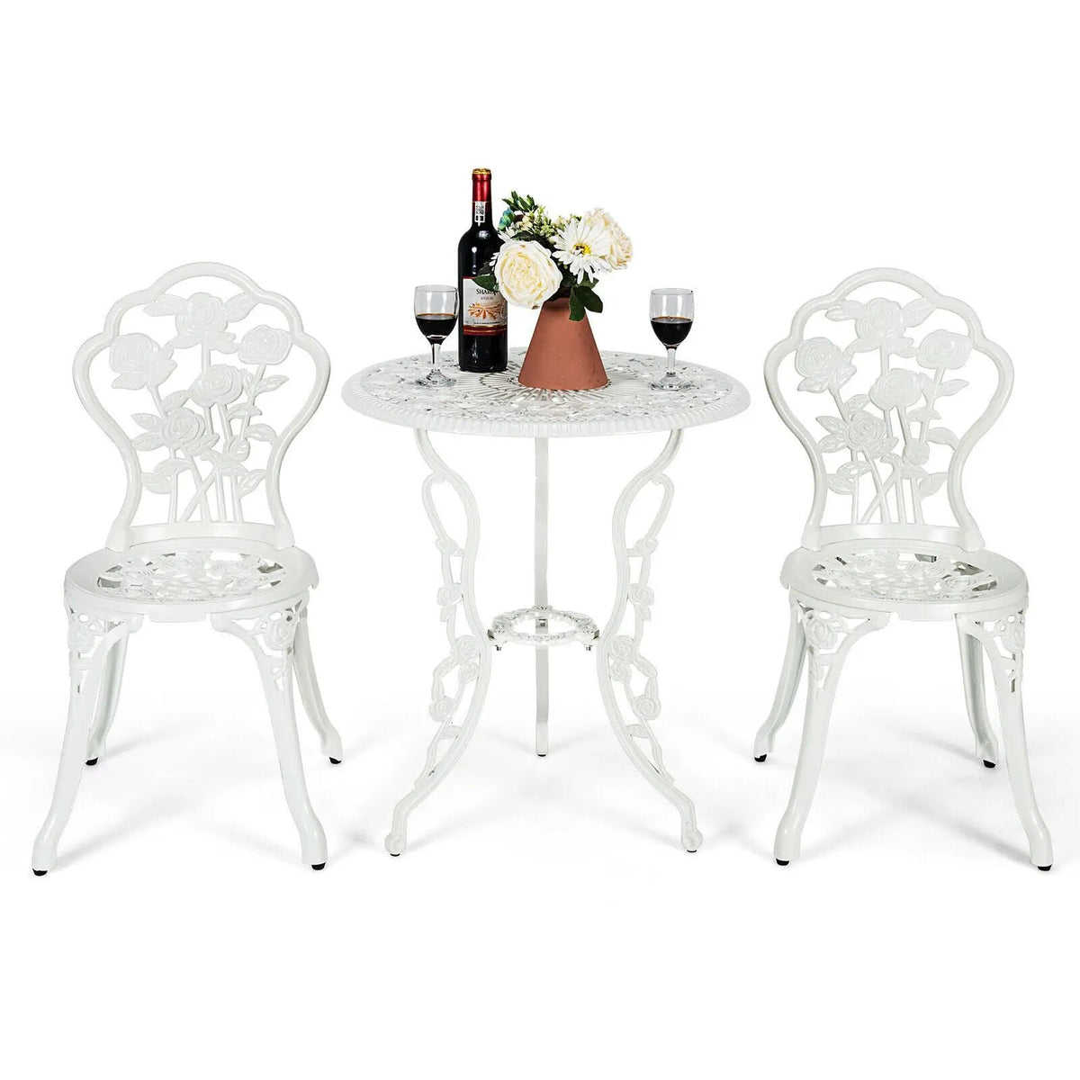 Outdoor Cast Aluminum Patio Furniture Set with Rose Design, photo 8 of 16