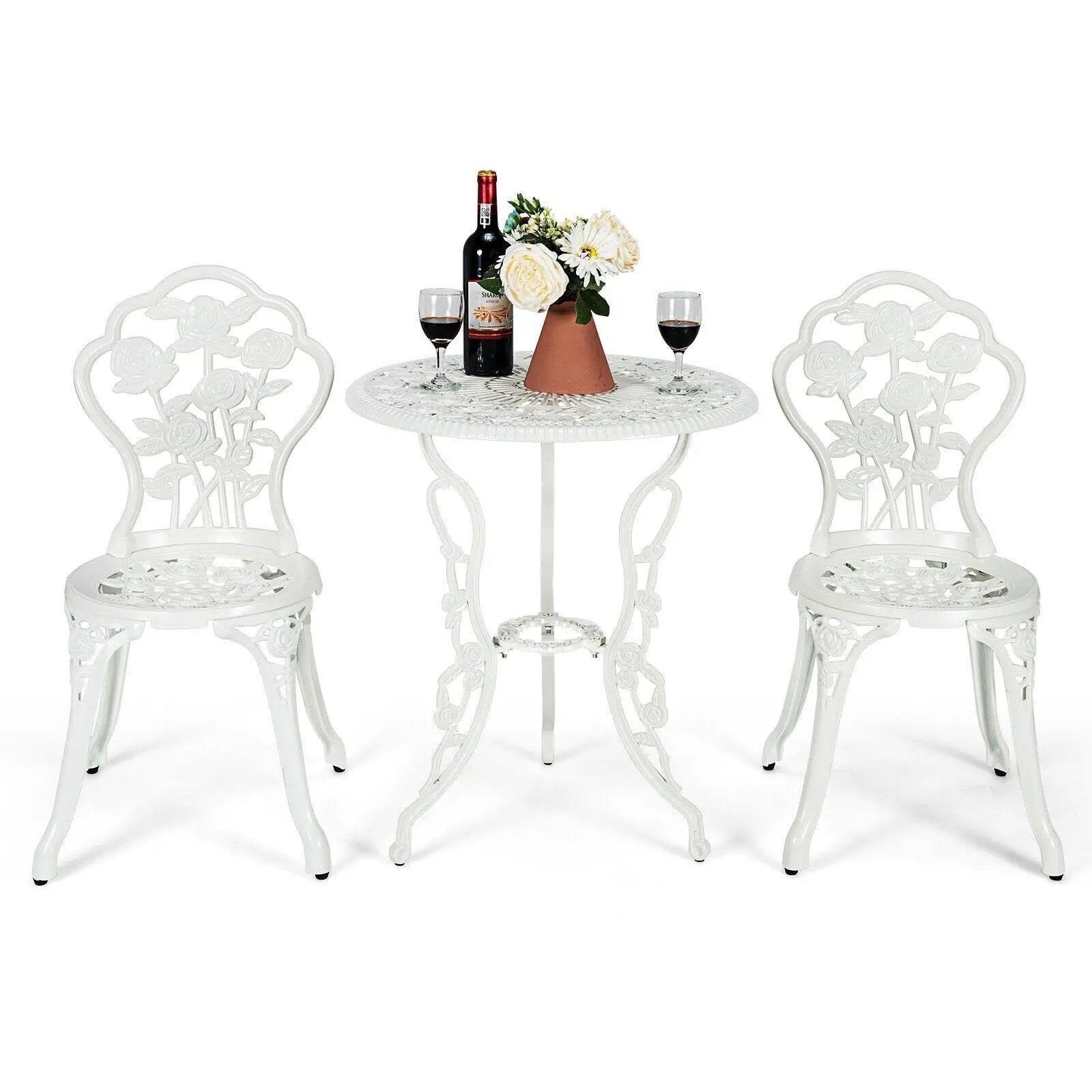 Outdoor Cast Aluminum Patio Furniture Set with Rose Design by DirectDeals