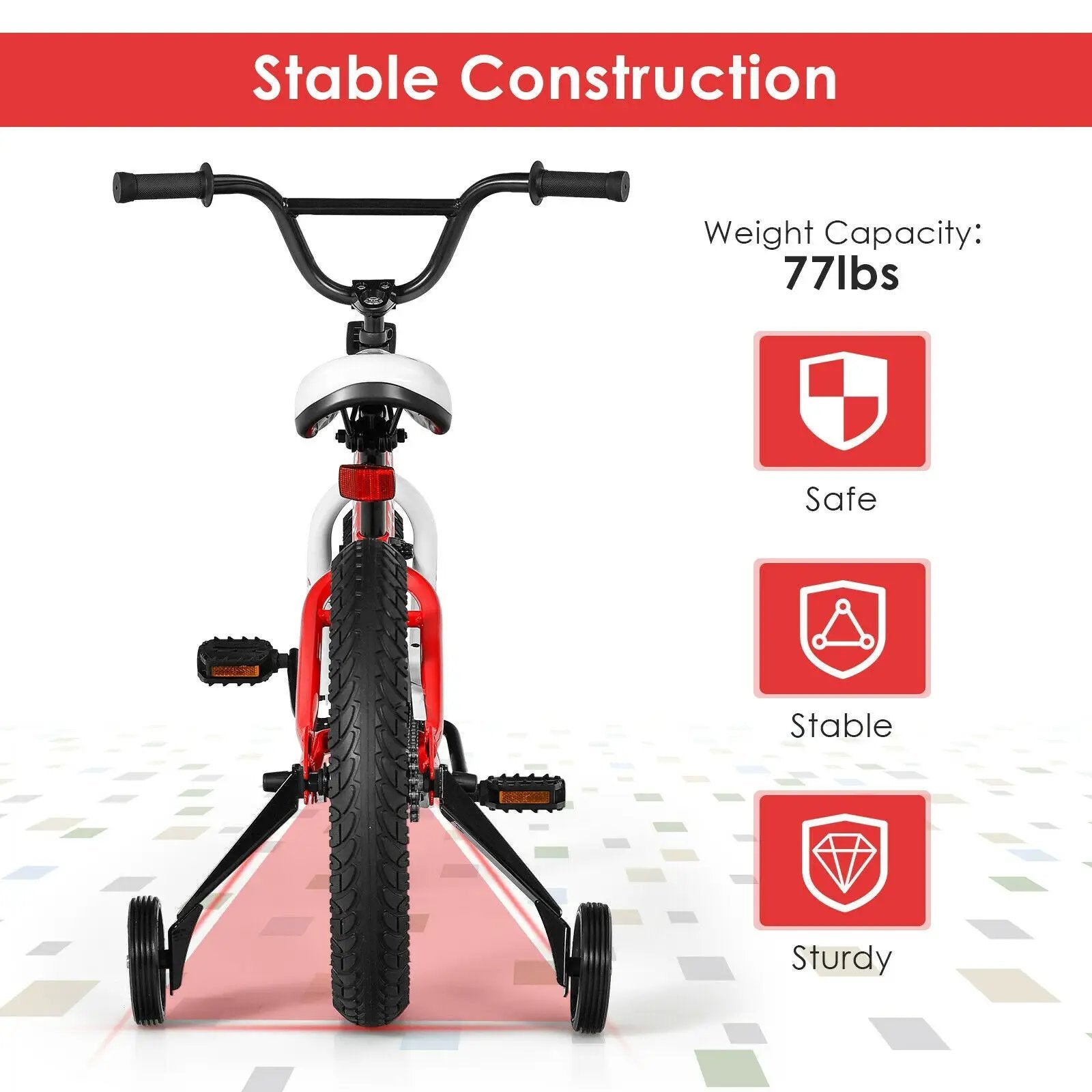 16 Inch Kids Bike Bicycle with Training Wheels for 5-8 Years Old Kids by DirectDeals