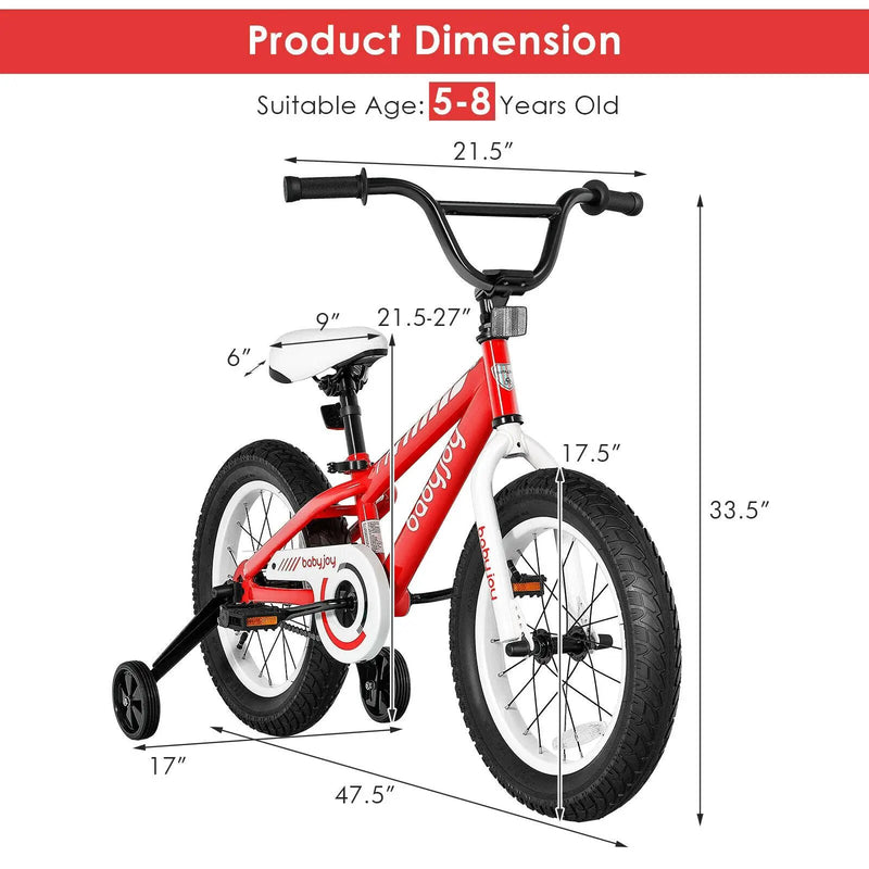 16 Inch Kids Bike Bicycle with Training Wheels for 5-8 Years Old Kids by DirectDeals