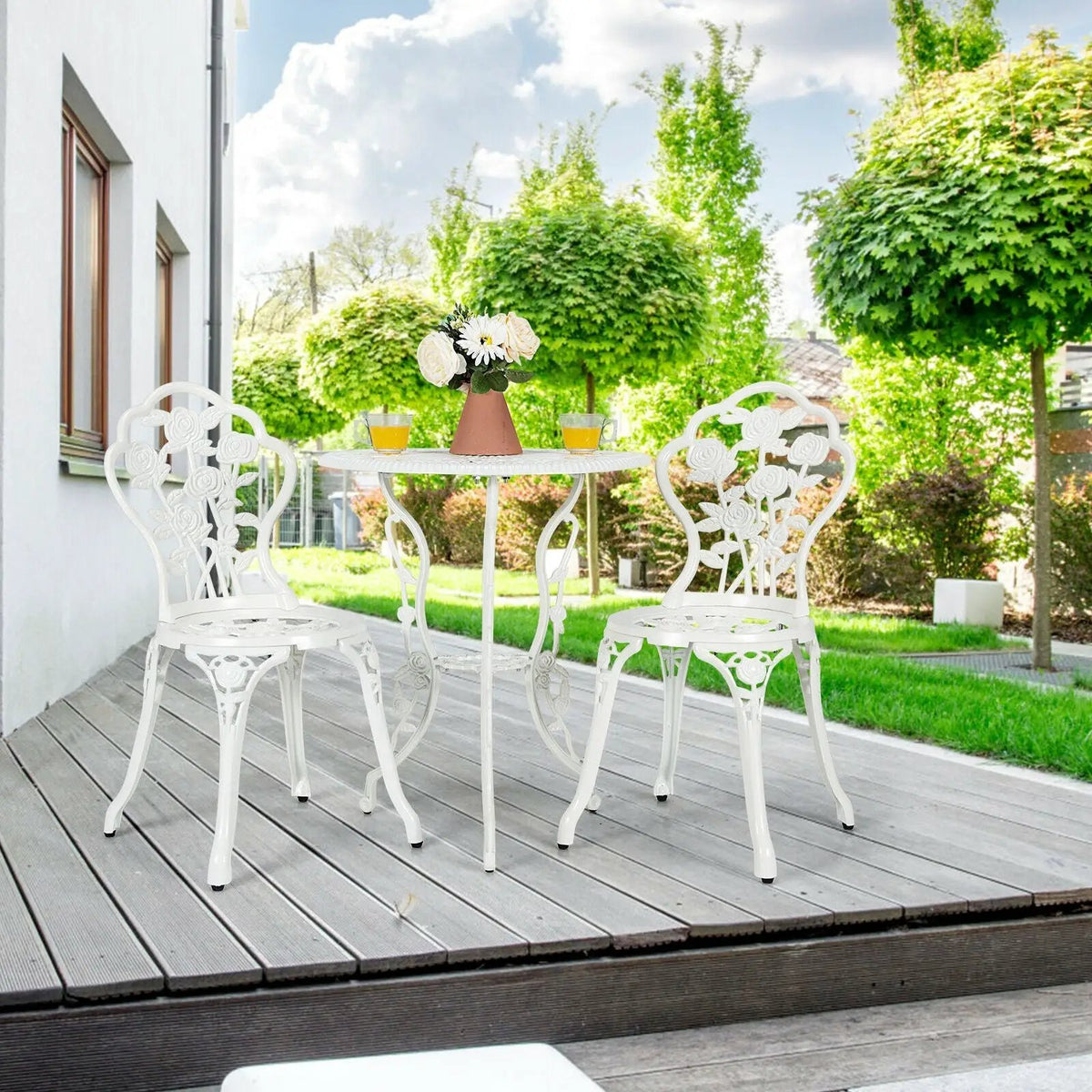 Outdoor Cast Aluminum Patio Furniture Set with Rose Design, photo 4 of 16