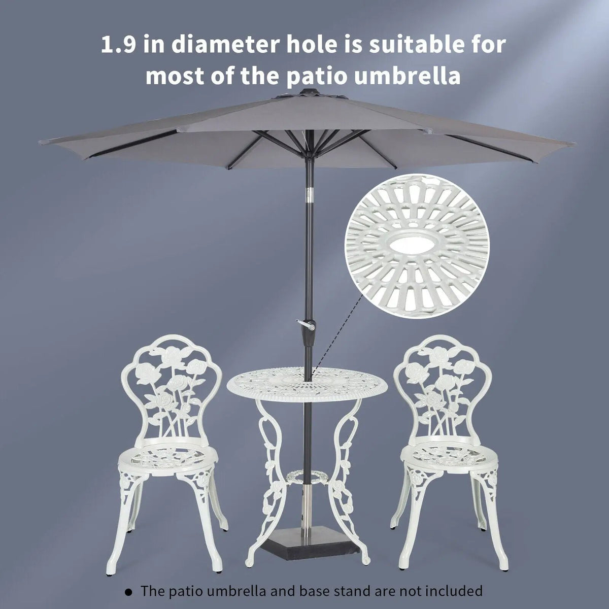 Outdoor Cast Aluminum Patio Furniture Set with Rose Design, photo 14 of 16