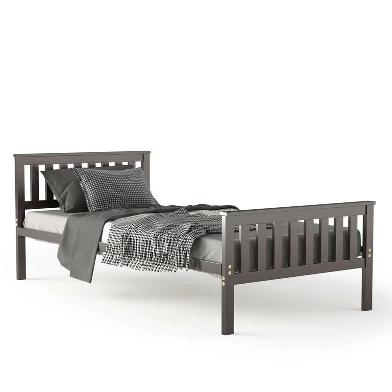 Twin Size Wood Platform Bed with Headboard by DirectDeals