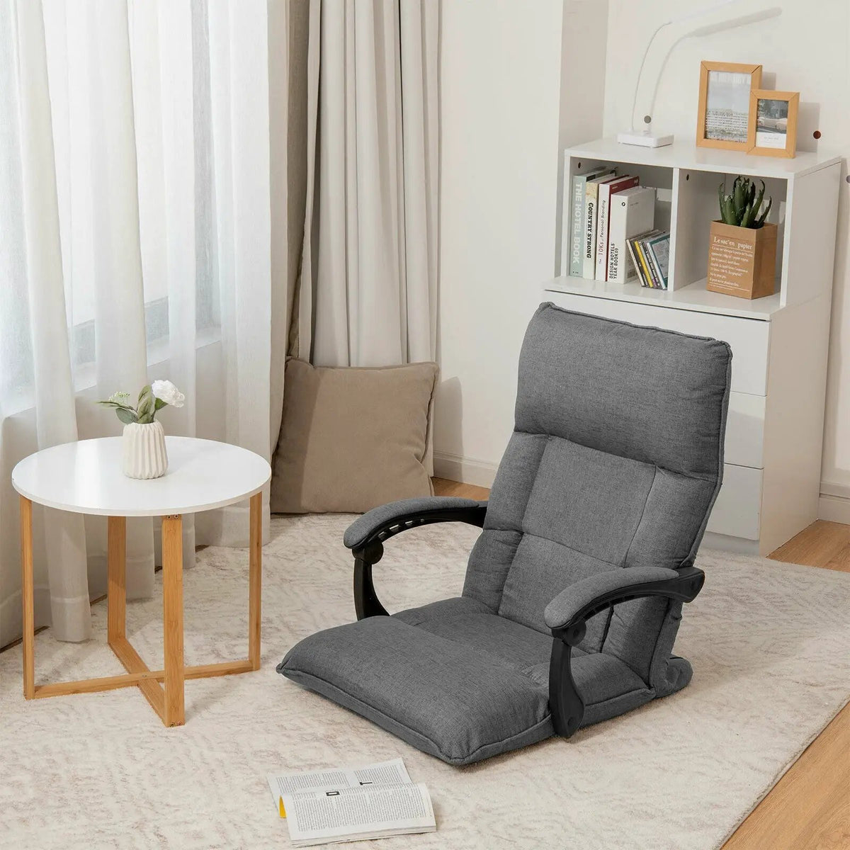 14-Position Adjusting Lazy Sofa Chair with Waist Pillow and Armrests, photo 12 of 16