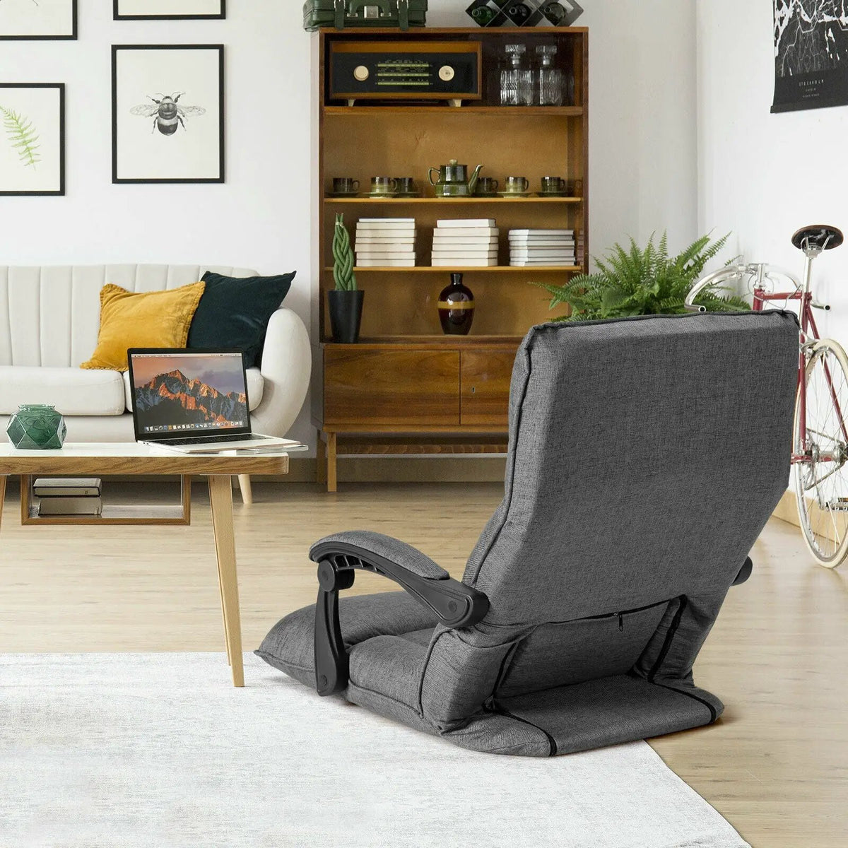 14-Position Adjusting Lazy Sofa Chair with Waist Pillow and Armrests, photo 16 of 16