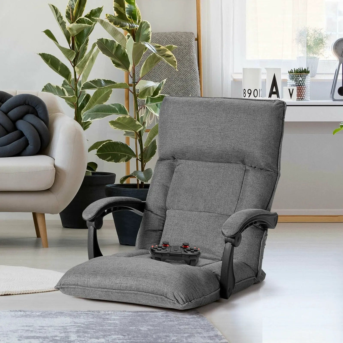 14-Position Adjusting Lazy Sofa Chair with Waist Pillow and Armrests, photo 2 of 16