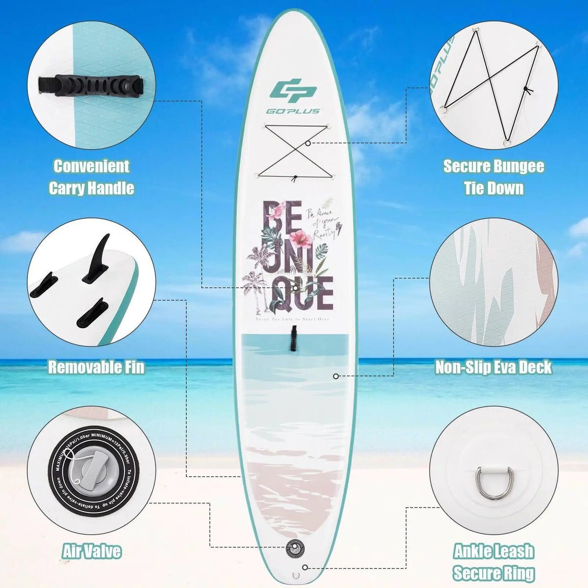 10.5 ft Inflatable Stand Up Paddle Board Surfboard with Aluminum Paddle Pump, photo 3 of 16