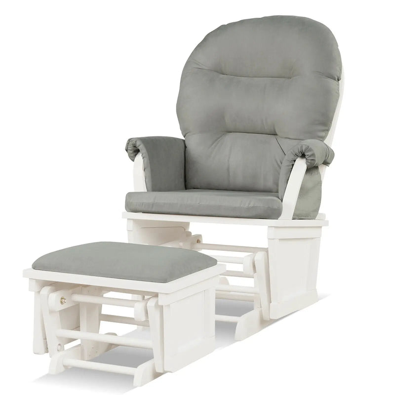 Wood Baby Glider and Ottoman Cushion Set with Padded Armrests for Nursing by DirectDeals